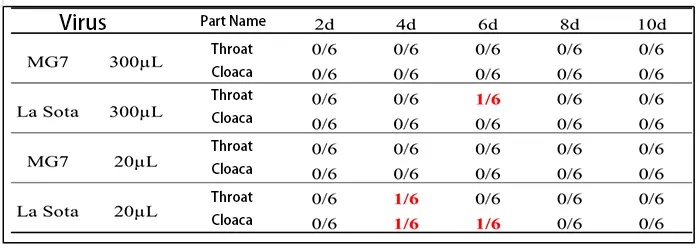 the detection rate of the nd virus in organs of the group vaccinated with the inactivated vaccine of the vii type marker of the nd gene was lower than that of the la sota group.